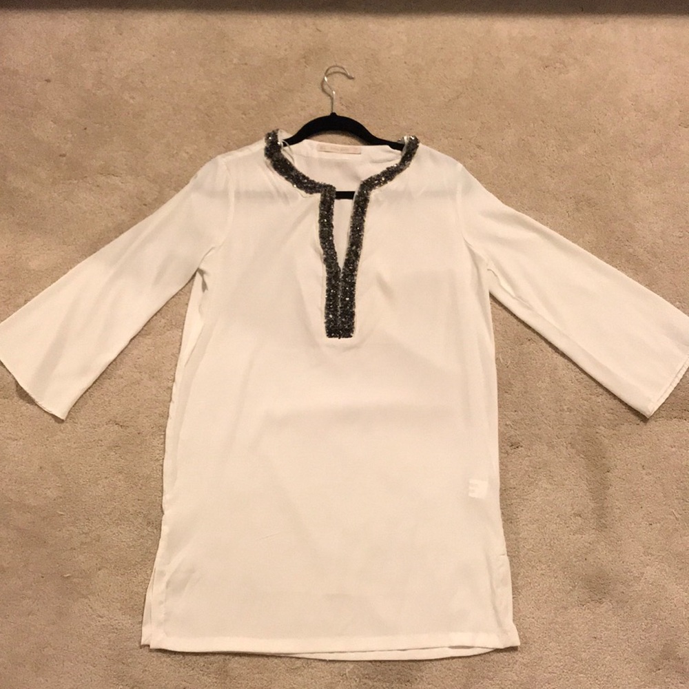 Zara White Embroidered Tunic