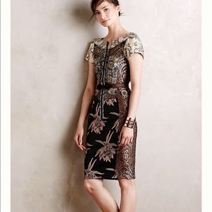 Anthropologie Byron Lars metallic brocade dress