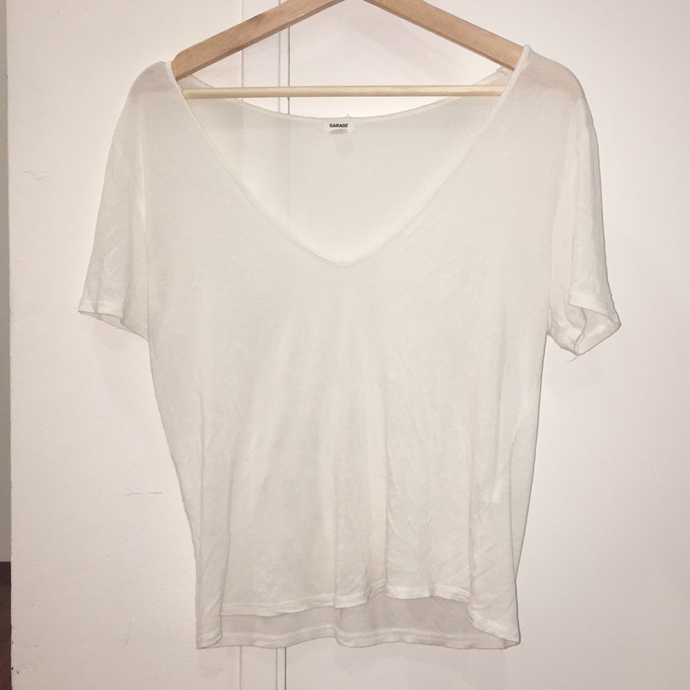 Plain White V Neck Garage
