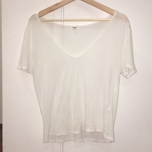 Plain White V Neck Garage