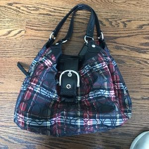 Black with colored plaid coach purse