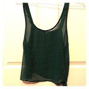 Sheer green polka dot top