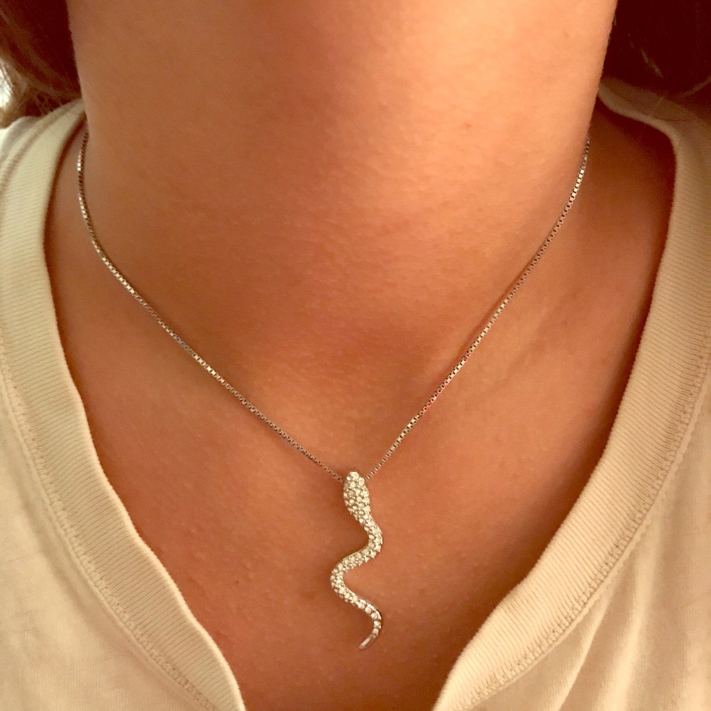 Swarovski silver necklace w/ snake pendant