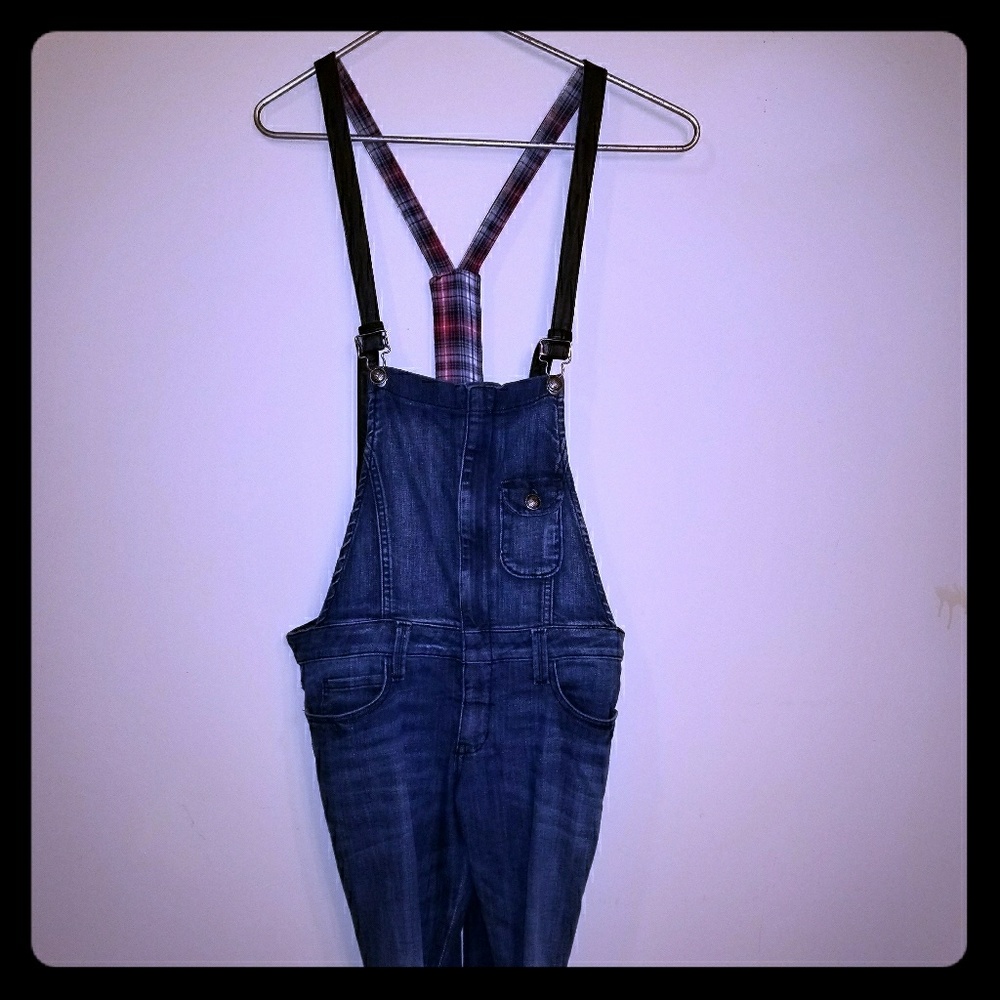 Frankie B leather strapped overalls