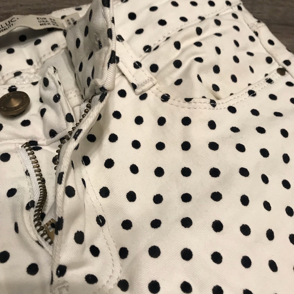 Zara Polka Dot Skinny Jeans - Black/White