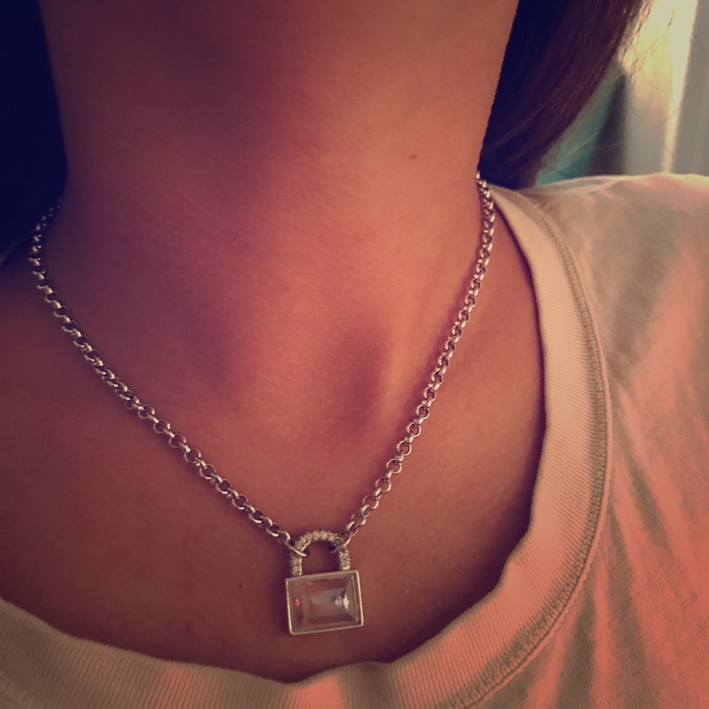 Swarovski silver necklace with bag pendant