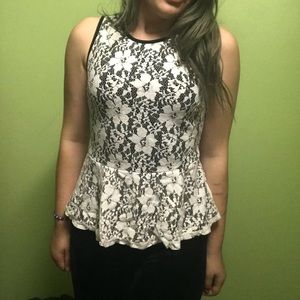 White floral lace shirt