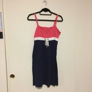 Nautical color block dress with rope tie