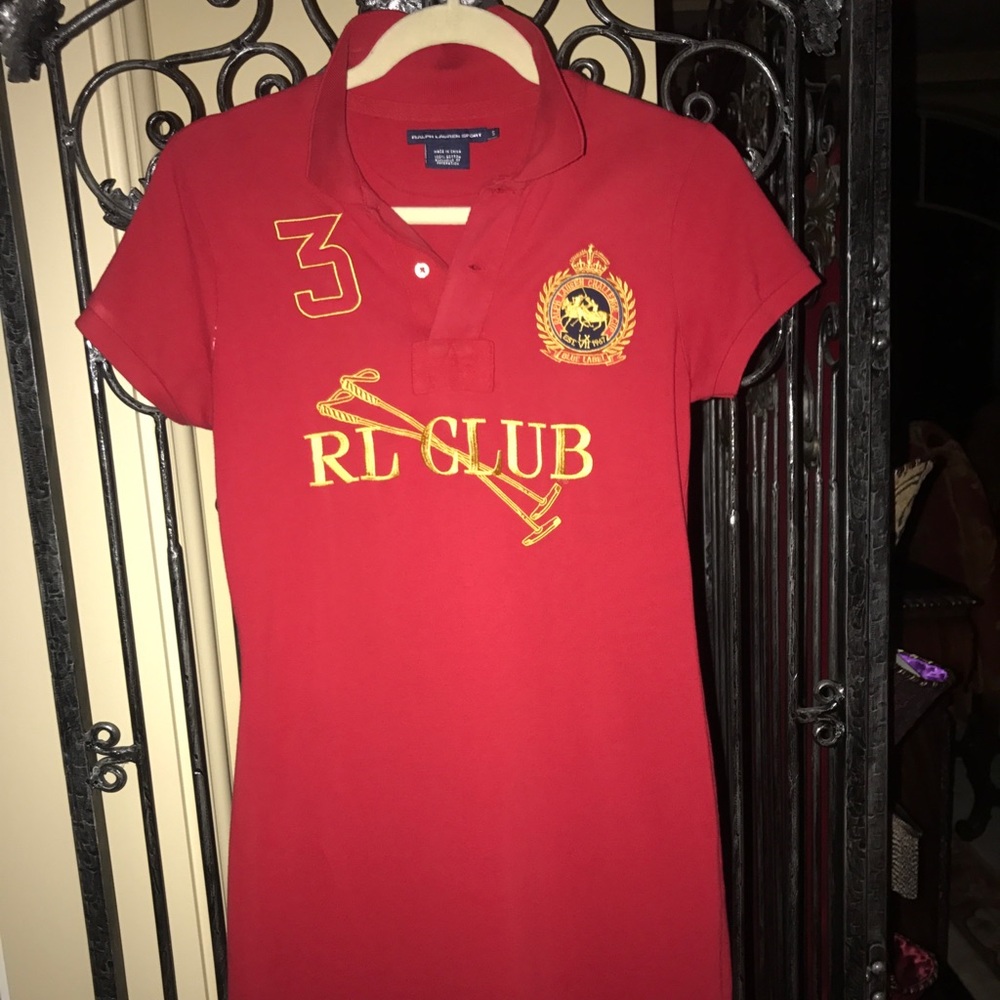 Ralph Lauren  Women's Polo Dress Red Gold Crest