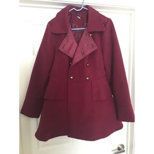 Burgundy peplum coat