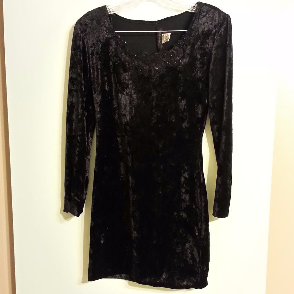 Vintage 90's Black Velvet Dress