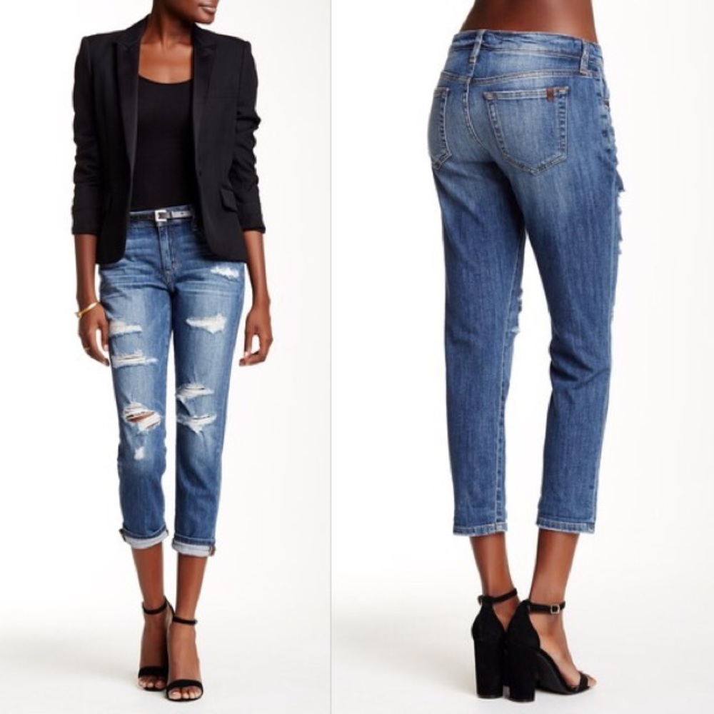 Joe’s Distressed Slim Crop Blue Jeans