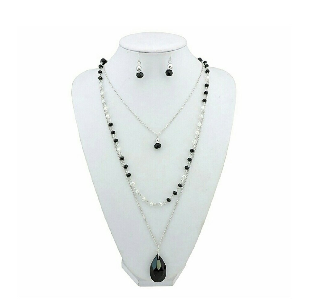 3 Layer Jewelry set Long Necklace Earring