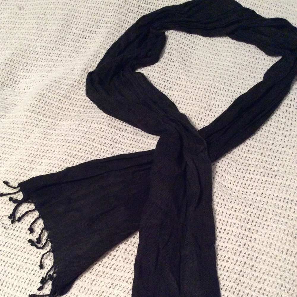 Solid Black Accent Scarf