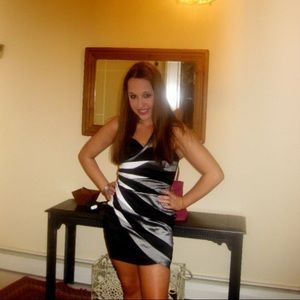 Jessica McClintock black and white cocktail dress