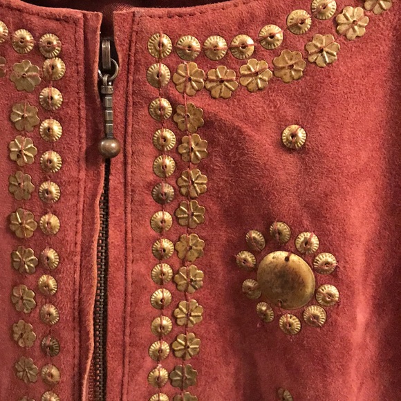 Vintage Suede Bohemian Jacket w/ Gold Accents - Picture 1 of 8