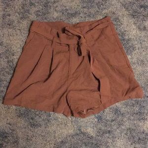 Pleated high waisted shorts