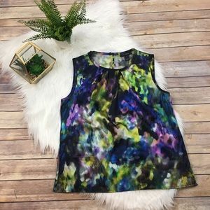 {St John} Silk Watercolor Sleeveless Blouse