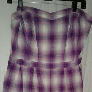 Purple plaid halter romper