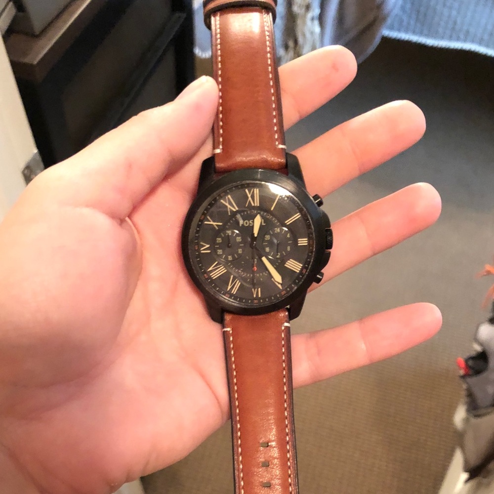 Men’s engraved Fossil watch