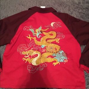 Urban Outfitters red embroidered jacket