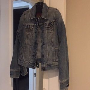 Abercrombie light wash destroyed jean jacket