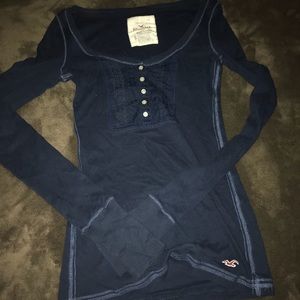 blue hollister long sleeved top