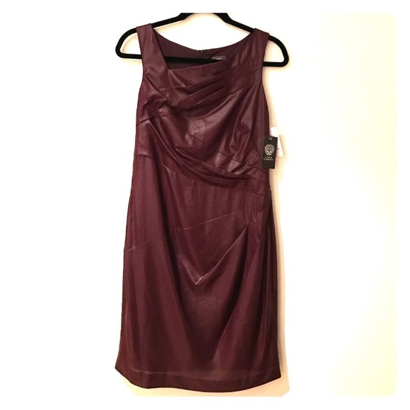 NEW Vince Camuto Asymmetrical  Sheath dress, wine - Picture 2 of 4