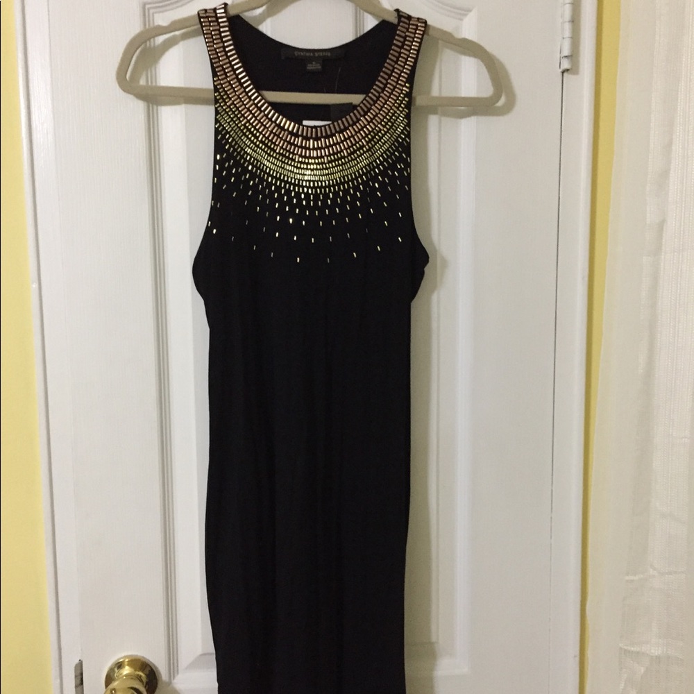 CYNTHIA STEFFE Black Dress with Multicolor Studs