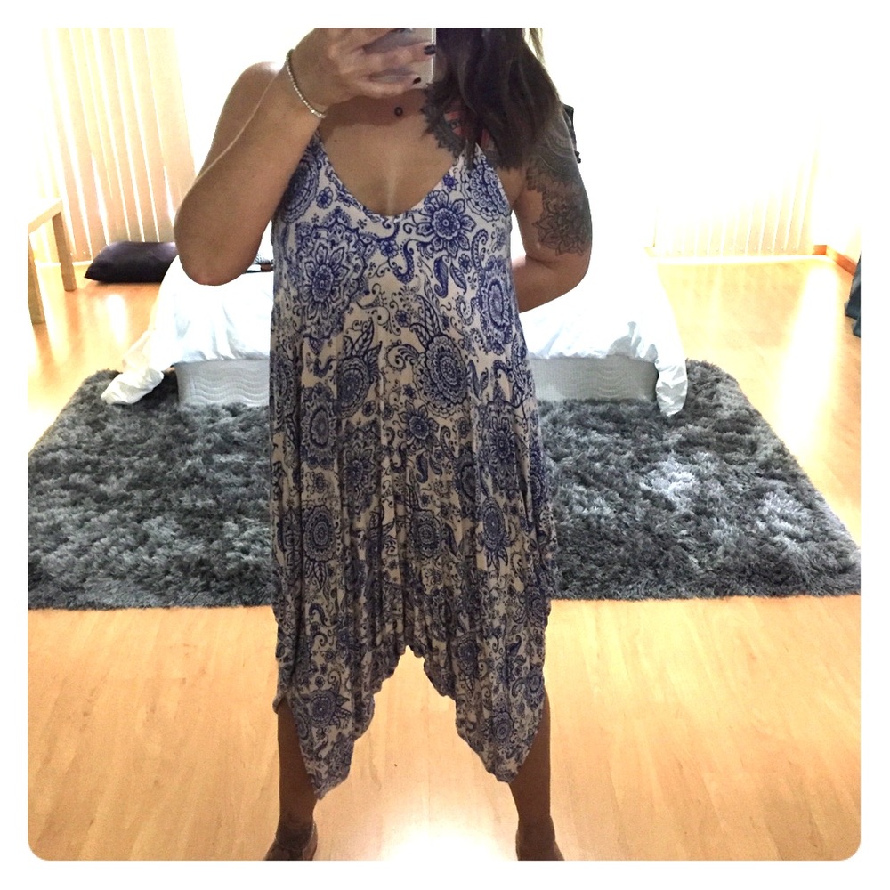 Pink & Blue one piece drop crotch romper
