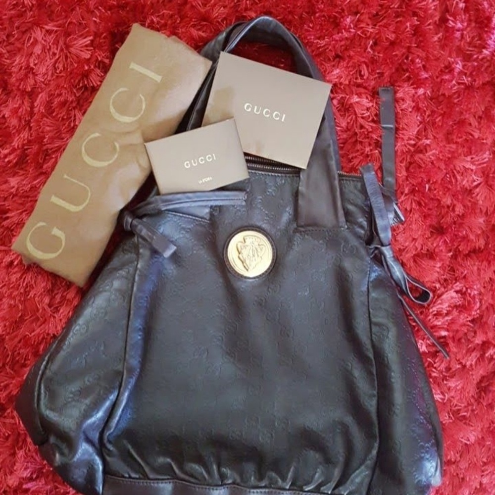GUCCI Guccissima Medium Hysteria Tote Dark Brown