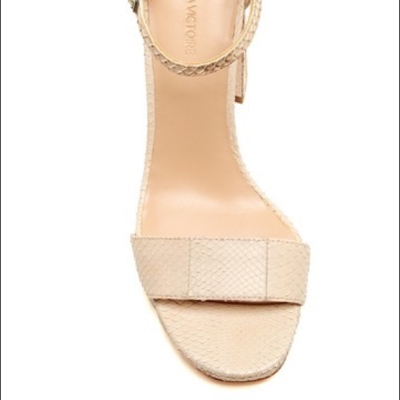 Ivory Chunky Heel Snake Skin Platform Sandal - Picture 7 of 7