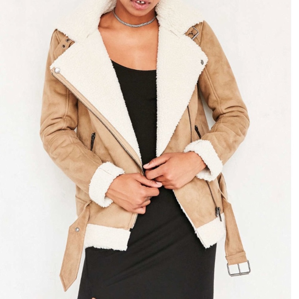 Silence + noise tough hooded faux aviator jacket