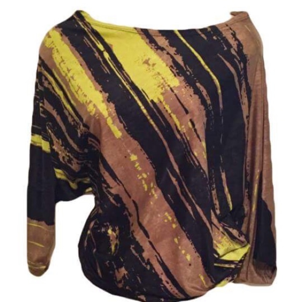 Boat Neck Draped Top Small Work Blouse