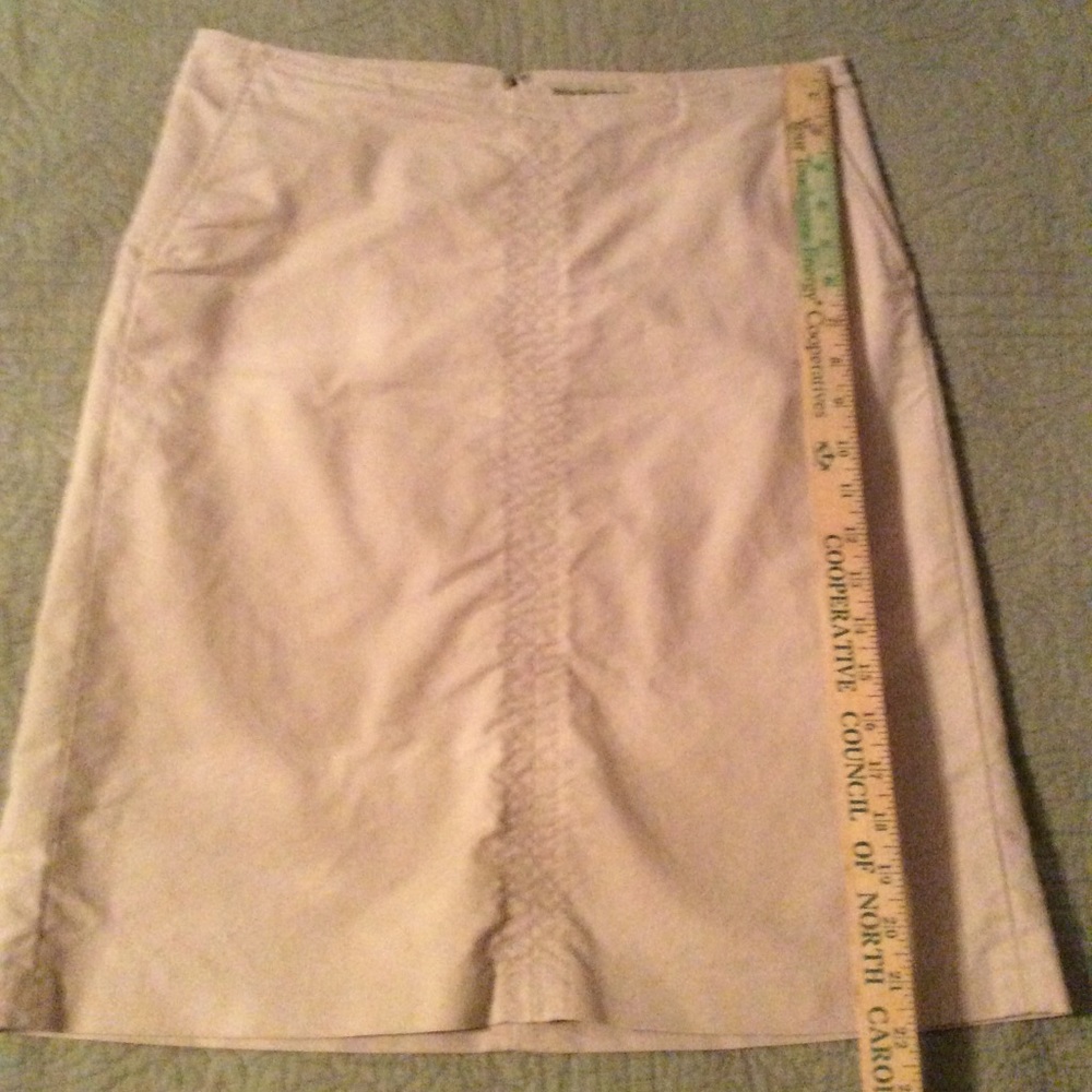 Khaki cream midi skirt