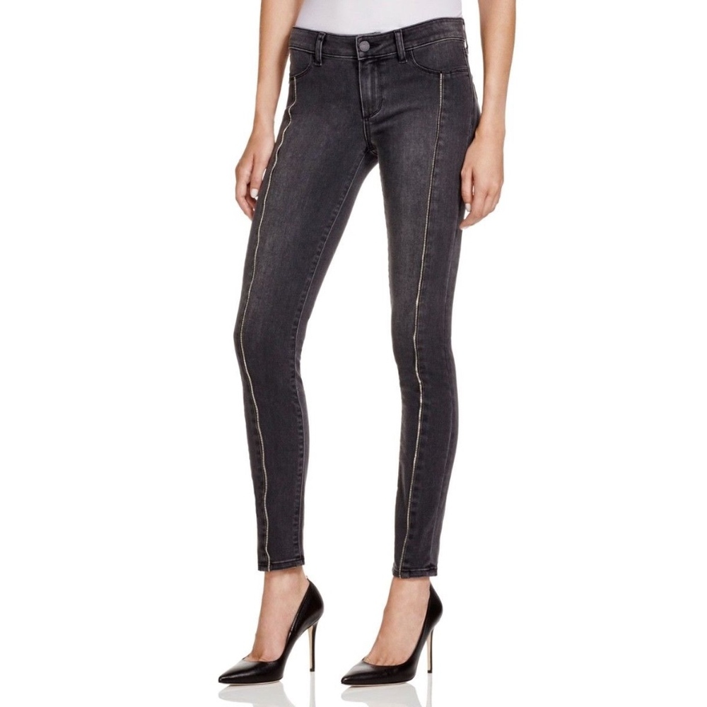 PAIGE Trixi Front Zip Skinny Jeans Luxe Gray Moto