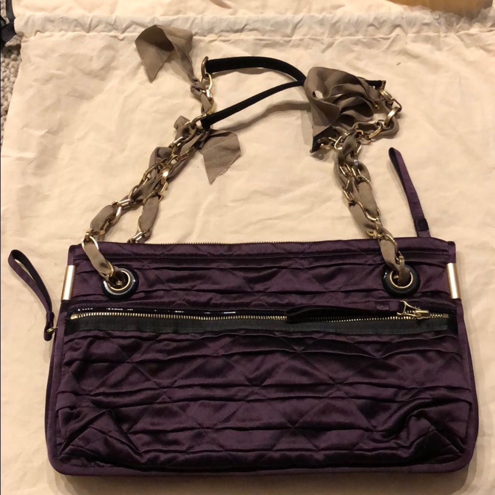 Lanvin violet quilted silk handbag