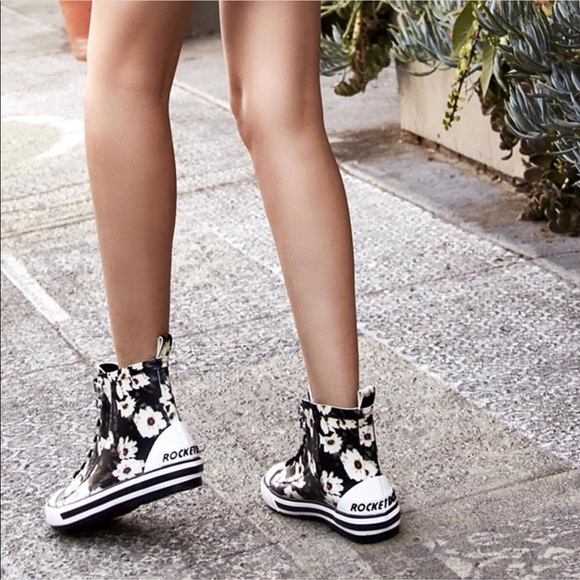 NIB High Top Floral Rain Sneaker Boots - Picture 3 of 8