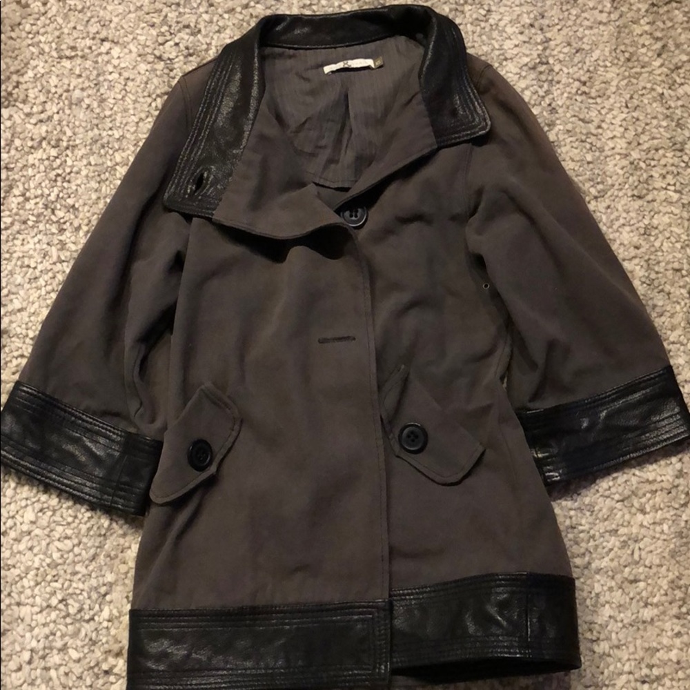 Mike & Chris leather-trimmed canvas coat