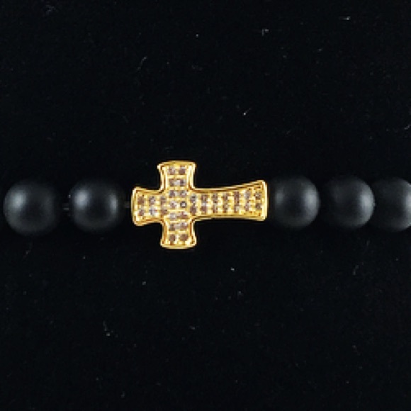 Men or women Yellow gold plated cz cross bracelet - Picture 3 of 9