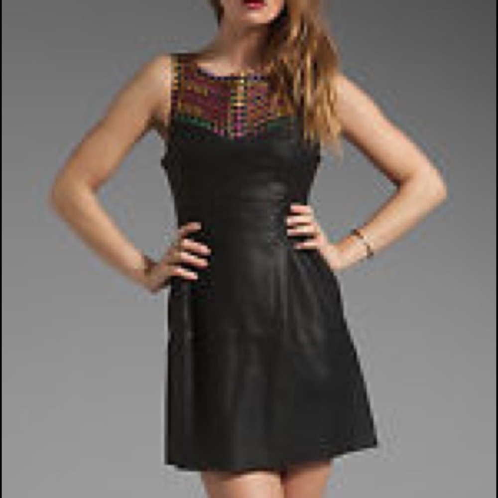 Free People Blk Vegan Minidress sz10 NWT