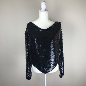 Oleg Cassini Vintage Trophy Sequin 100% Silk Top