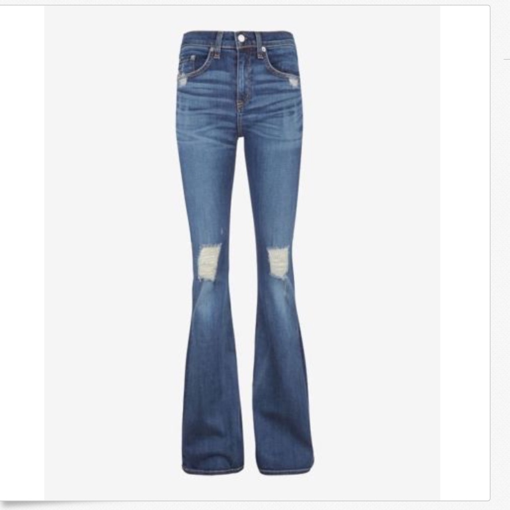 Rag & Bone Dark Ripped Distress Bell Bottom Flare