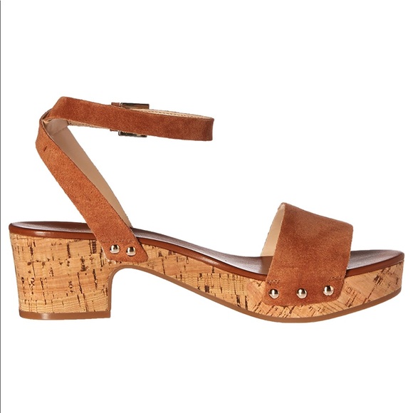 Cognac Suede Heeled Sandal - Picture 4 of 5