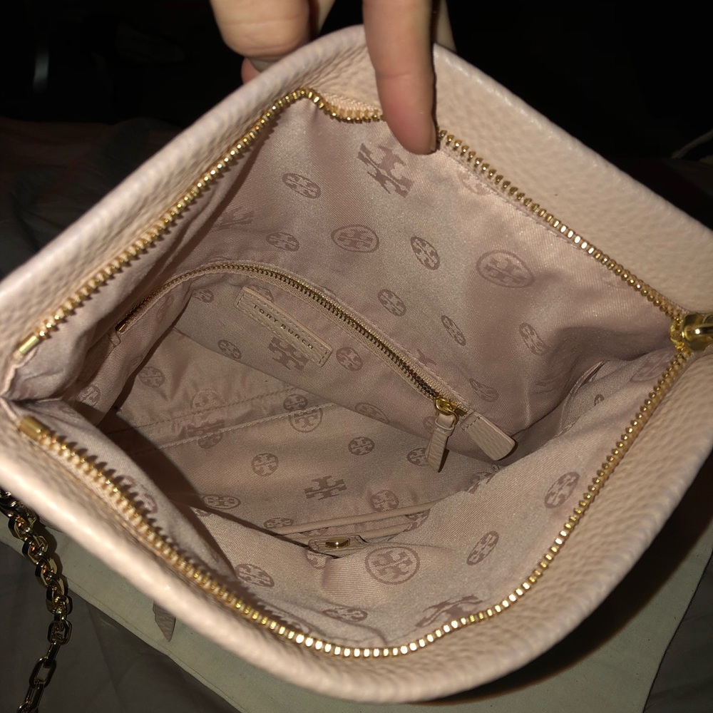 EHTF Tory Burch Fold Over Crossbody Chain Lite Oak - Picture 5 of 8