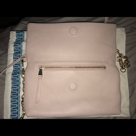 EHTF Tory Burch Fold Over Crossbody Chain Lite Oak - Picture 2 of 8