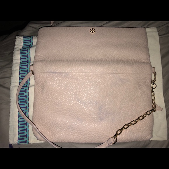 EHTF Tory Burch Fold Over Crossbody Chain Lite Oak - Picture 3 of 8