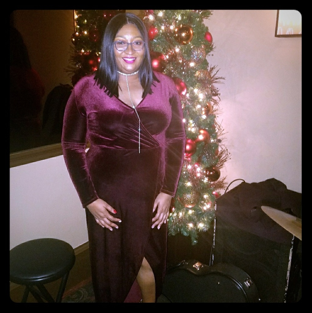 Burgundy Velvet Wrap Maxi Dress