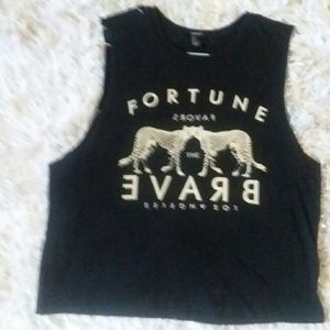 Forever 21 Black Printed Fortune Favors Brave top