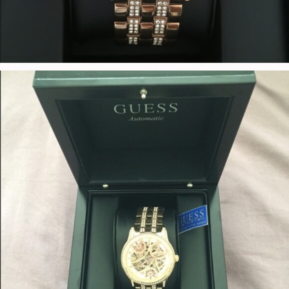 GUESS rose gold dial watch